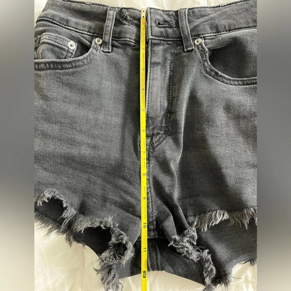 Black denim cut off shorts, size 2 - Picture 6 of 7